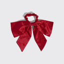 Holiday Satin & Rhinestone Bow Scrunchie